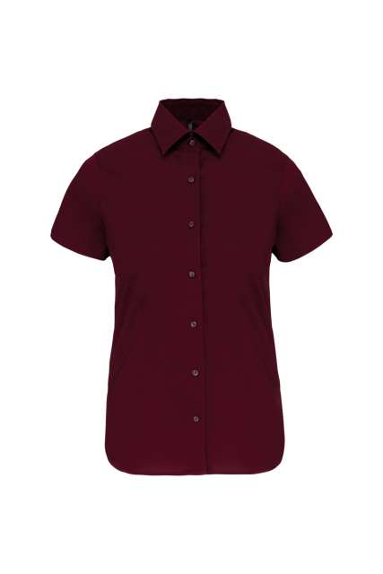 Ladies' Short-Sleeved Cotton/Elastane Shirt – Kariban in Wine