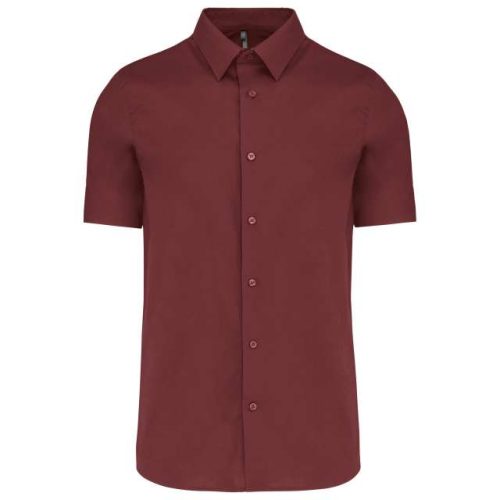Short-Sleeved Cotton/Elastane Shirt – Kariban in Wine