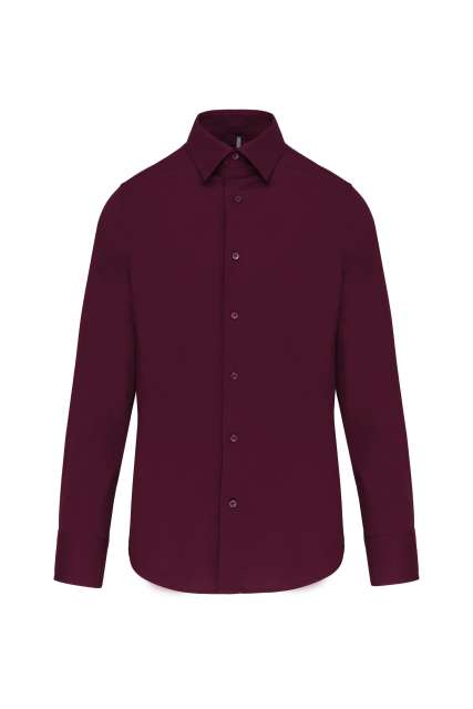 Long-Sleeved Cotton/Elastane Shirt – Kariban in Wine