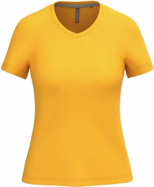 Damen V-Ausschnitt T-Shirt K 381 – Kariban in Yellow