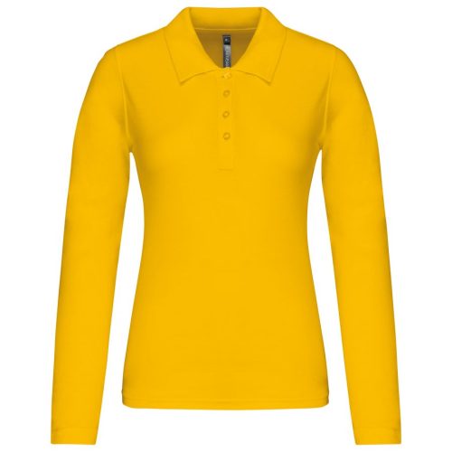 Damen Langarm-Polohemd. Baumwollpiqué K257 – Kariban in Yellow