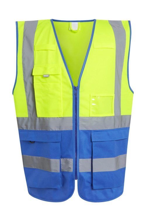 Pro Hi-Vis Executive Vest – Regatta High Visibility in Yellow/Royal Blue