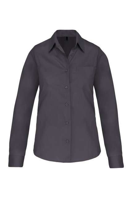 Ladies' Long-Sleeved Cotton Poplin Shirt – Kariban in Zinc