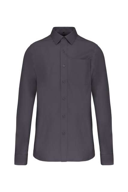 Men's Long-Sleeved Cotton Poplin Shirt – Kariban in Zinc